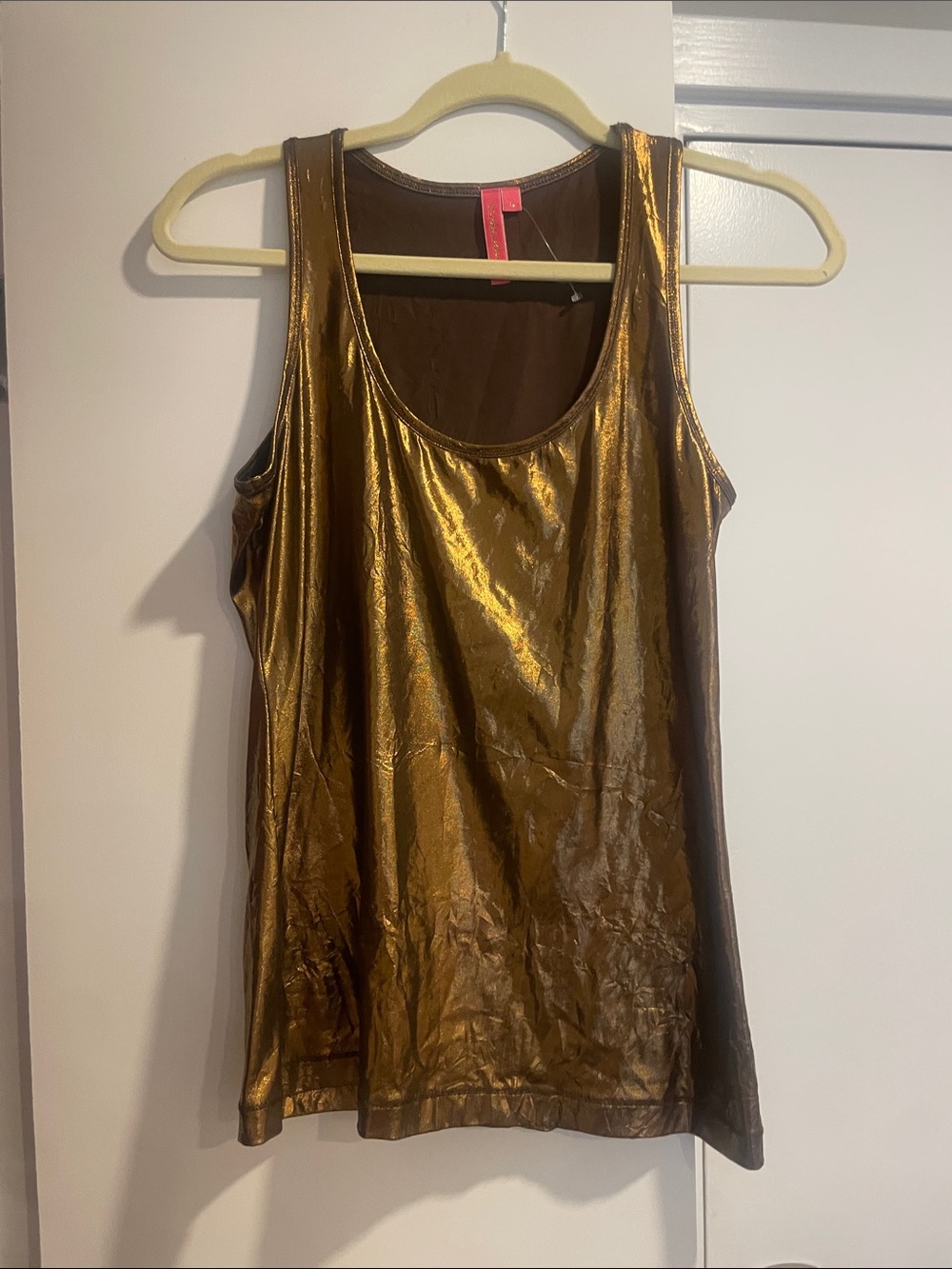 Metallic Bronze Scoop Neck Tank Top